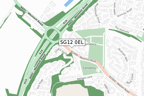 SG12 0EL map - large scale - OS Open Zoomstack (Ordnance Survey)