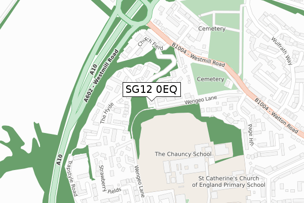 SG12 0EQ map - large scale - OS Open Zoomstack (Ordnance Survey)