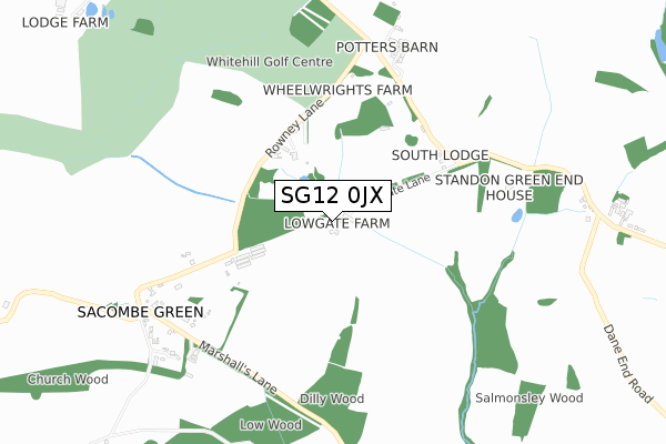 SG12 0JX map - small scale - OS Open Zoomstack (Ordnance Survey)