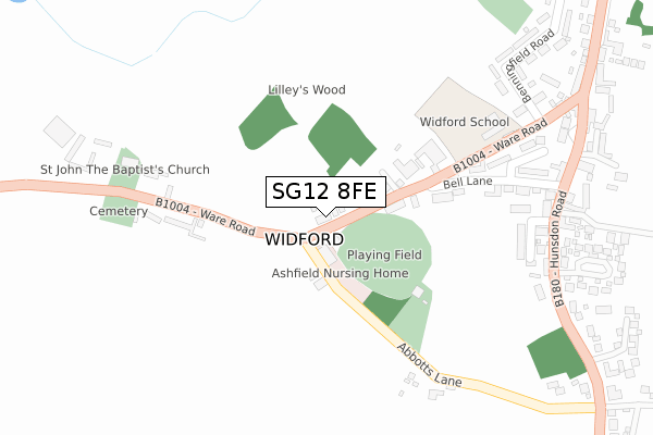 SG12 8FE map - large scale - OS Open Zoomstack (Ordnance Survey)