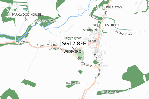 SG12 8FE map - small scale - OS Open Zoomstack (Ordnance Survey)