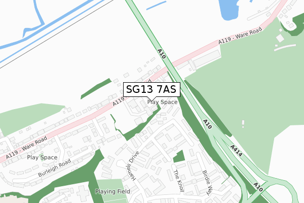 SG13 7AS map - large scale - OS Open Zoomstack (Ordnance Survey)