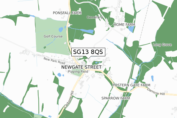 SG13 8QS map - small scale - OS Open Zoomstack (Ordnance Survey)