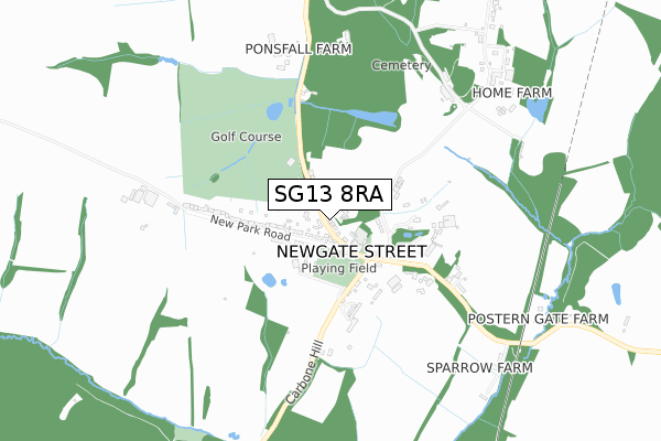 SG13 8RA map - small scale - OS Open Zoomstack (Ordnance Survey)