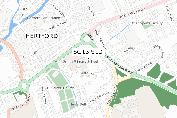 SG13 9LD map - large scale - OS Open Zoomstack (Ordnance Survey)