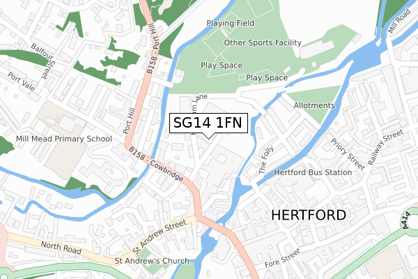 SG14 1FN map - large scale - OS Open Zoomstack (Ordnance Survey)