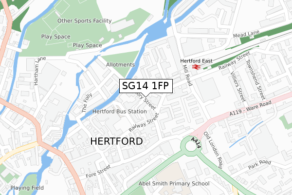 SG14 1FP map - large scale - OS Open Zoomstack (Ordnance Survey)