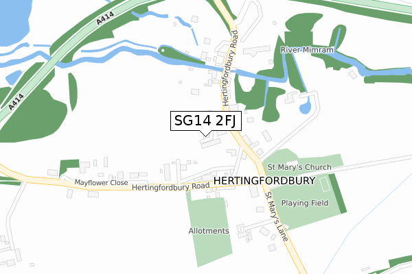 SG14 2FJ map - large scale - OS Open Zoomstack (Ordnance Survey)