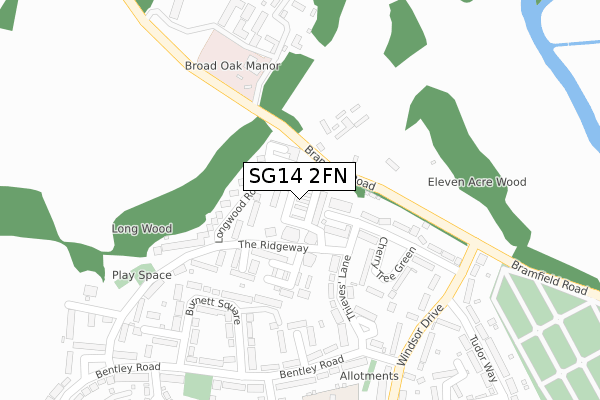 SG14 2FN map - large scale - OS Open Zoomstack (Ordnance Survey)