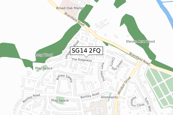 SG14 2FQ map - large scale - OS Open Zoomstack (Ordnance Survey)