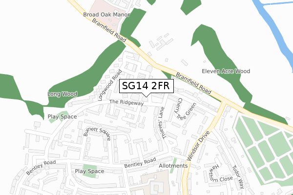 SG14 2FR map - large scale - OS Open Zoomstack (Ordnance Survey)