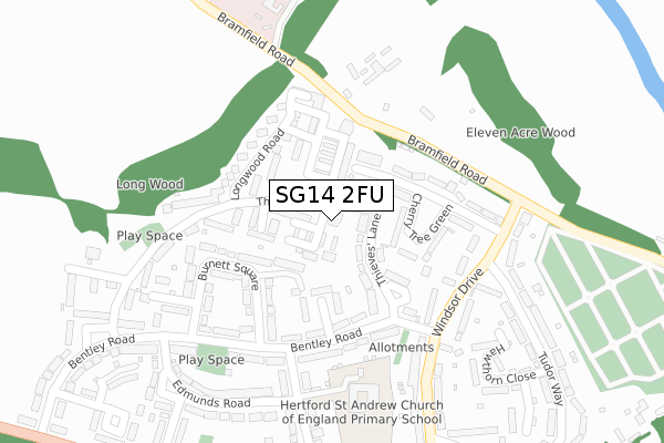 SG14 2FU map - large scale - OS Open Zoomstack (Ordnance Survey)