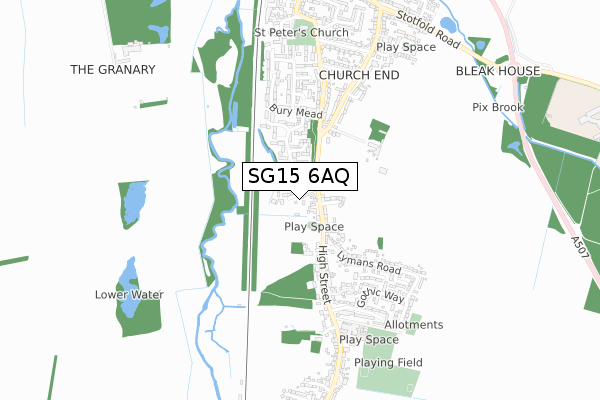 SG15 6AQ map - small scale - OS Open Zoomstack (Ordnance Survey)