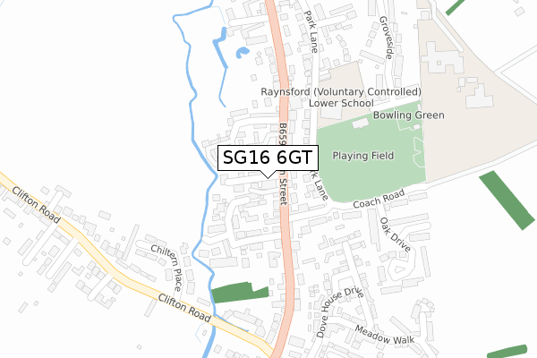 SG16 6GT map - large scale - OS Open Zoomstack (Ordnance Survey)