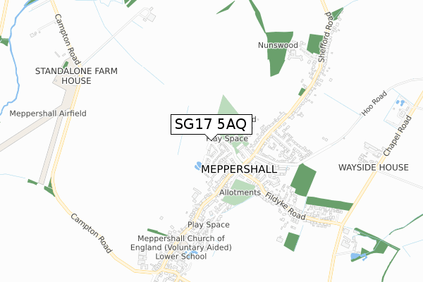 SG17 5AQ map - small scale - OS Open Zoomstack (Ordnance Survey)