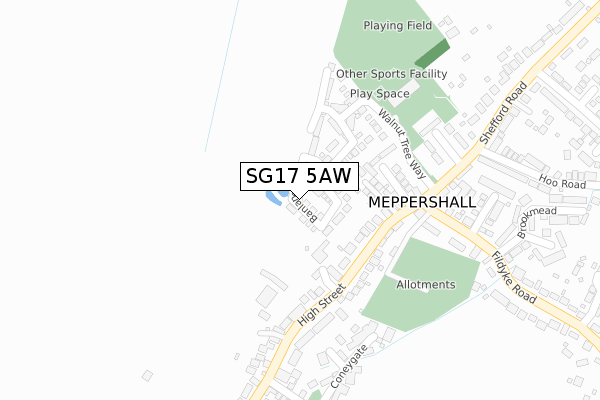 SG17 5AW map - large scale - OS Open Zoomstack (Ordnance Survey)