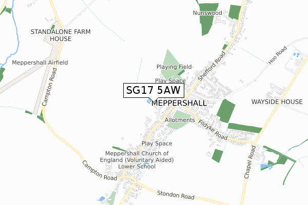 SG17 5AW map - small scale - OS Open Zoomstack (Ordnance Survey)