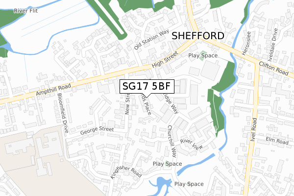 SG17 5BF map - large scale - OS Open Zoomstack (Ordnance Survey)