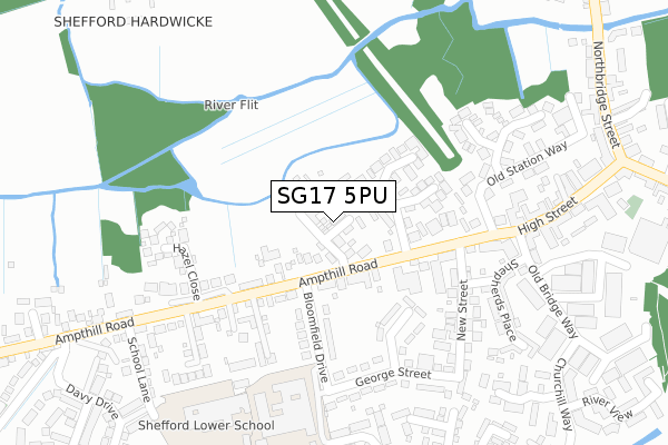 SG17 5PU map - large scale - OS Open Zoomstack (Ordnance Survey)