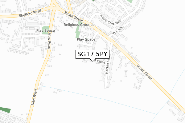 SG17 5PY map - large scale - OS Open Zoomstack (Ordnance Survey)