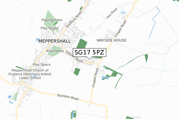 SG17 5PZ map - small scale - OS Open Zoomstack (Ordnance Survey)