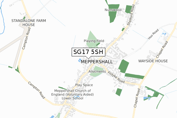 SG17 5SH map - small scale - OS Open Zoomstack (Ordnance Survey)