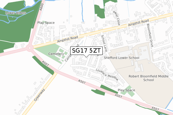 SG17 5ZT map - large scale - OS Open Zoomstack (Ordnance Survey)