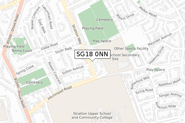 SG18 0NN map - large scale - OS Open Zoomstack (Ordnance Survey)