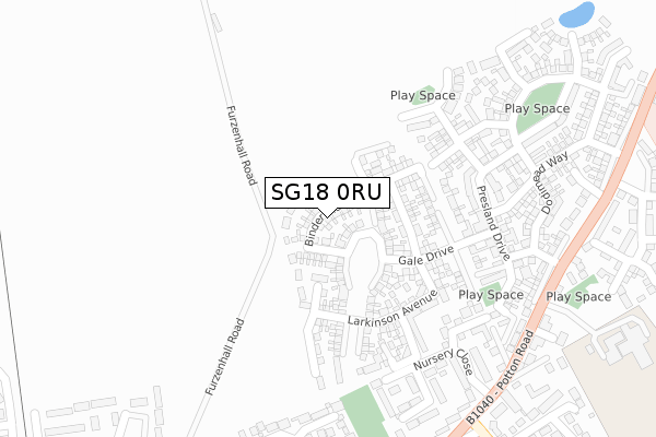 SG18 0RU map - large scale - OS Open Zoomstack (Ordnance Survey)