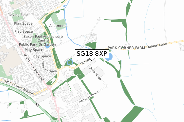 SG18 8XP map - small scale - OS Open Zoomstack (Ordnance Survey)