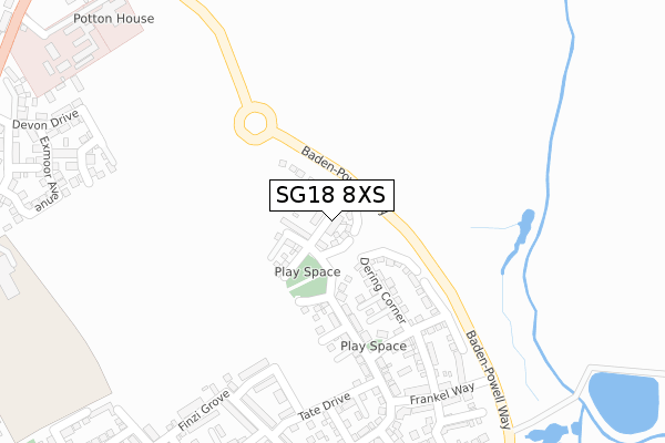 SG18 8XS map - large scale - OS Open Zoomstack (Ordnance Survey)