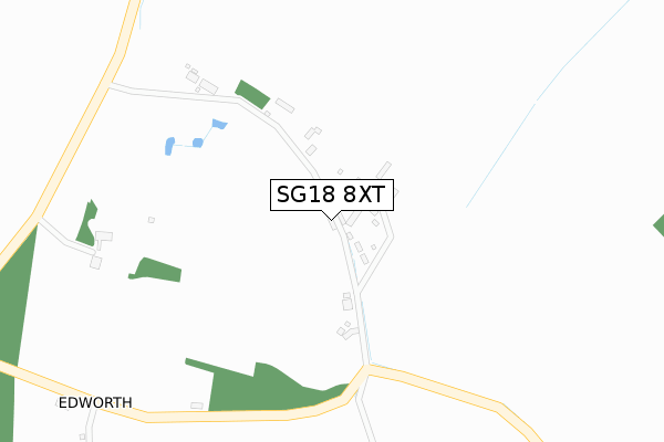 SG18 8XT map - large scale - OS Open Zoomstack (Ordnance Survey)