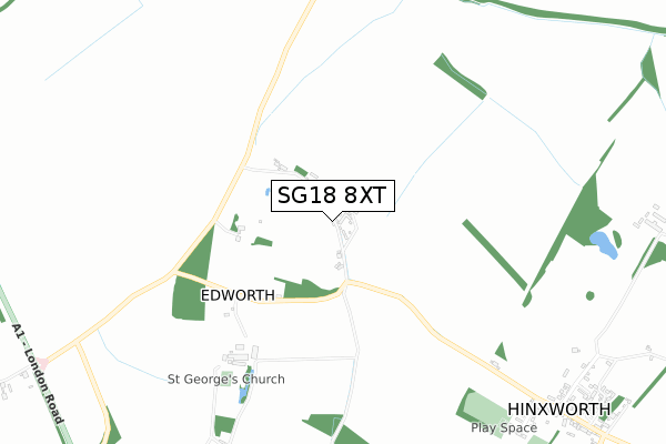 SG18 8XT map - small scale - OS Open Zoomstack (Ordnance Survey)