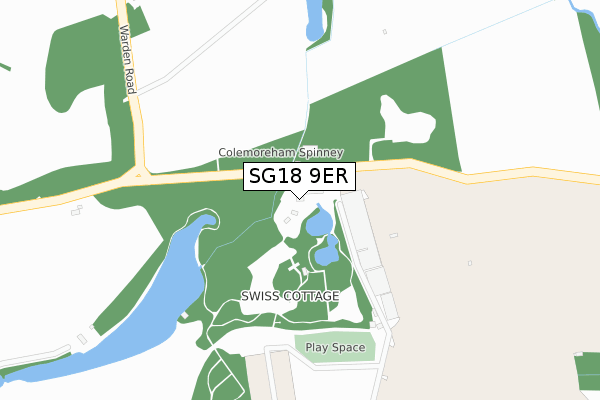 SG18 9ER map - large scale - OS Open Zoomstack (Ordnance Survey)