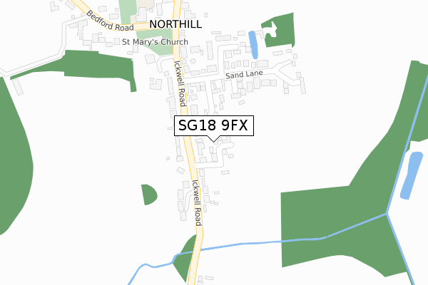 SG18 9FX map - large scale - OS Open Zoomstack (Ordnance Survey)