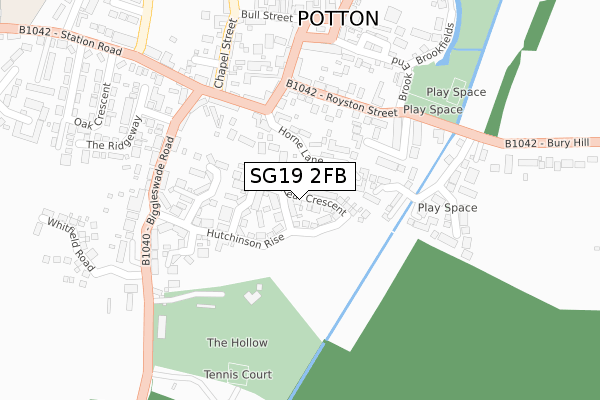 SG19 2FB map - large scale - OS Open Zoomstack (Ordnance Survey)