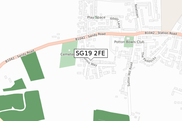 SG19 2FE map - large scale - OS Open Zoomstack (Ordnance Survey)