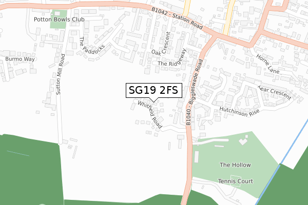 SG19 2FS map - large scale - OS Open Zoomstack (Ordnance Survey)