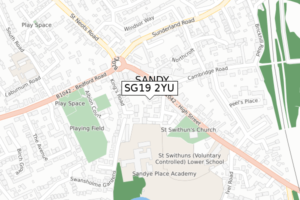 SG19 2YU map - large scale - OS Open Zoomstack (Ordnance Survey)