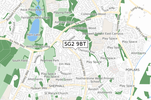 SG2 9BT map - small scale - OS Open Zoomstack (Ordnance Survey)