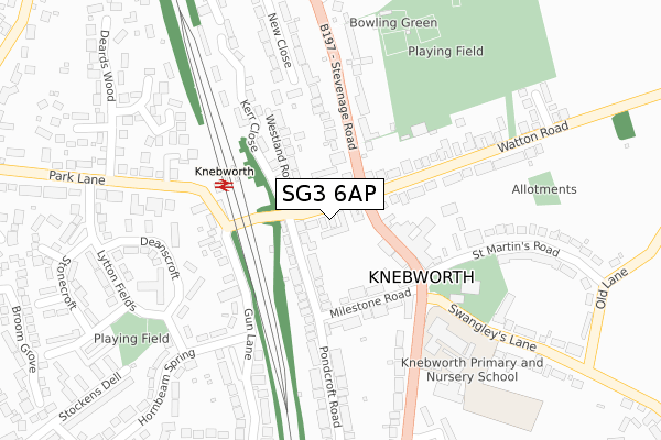 SG3 6AP map - large scale - OS Open Zoomstack (Ordnance Survey)