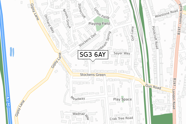 SG3 6AY map - large scale - OS Open Zoomstack (Ordnance Survey)