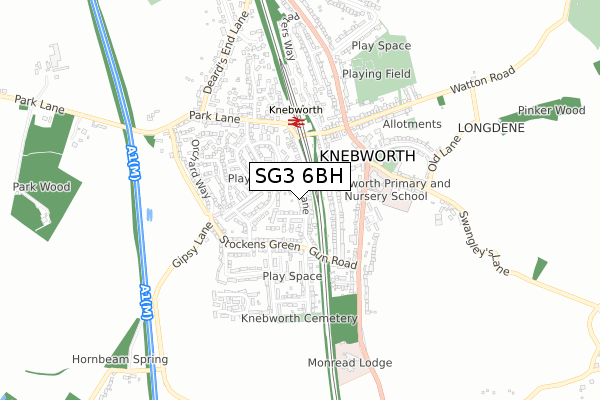 SG3 6BH map - small scale - OS Open Zoomstack (Ordnance Survey)