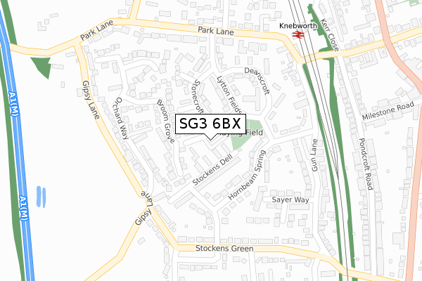 SG3 6BX map - large scale - OS Open Zoomstack (Ordnance Survey)