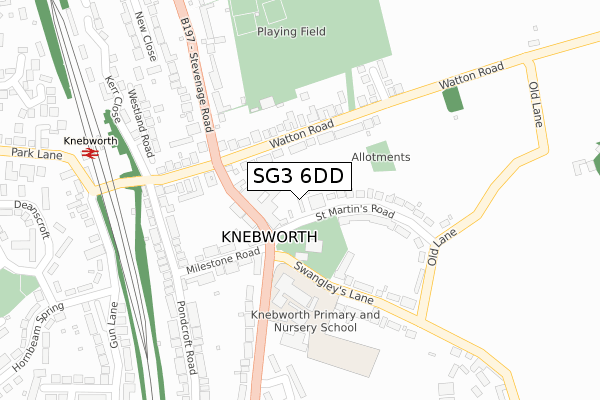 SG3 6DD map - large scale - OS Open Zoomstack (Ordnance Survey)