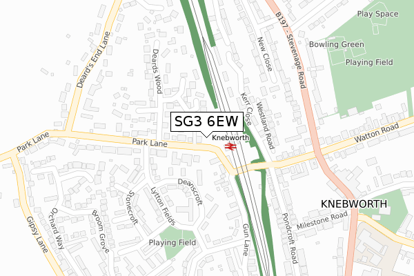 SG3 6EW map - large scale - OS Open Zoomstack (Ordnance Survey)