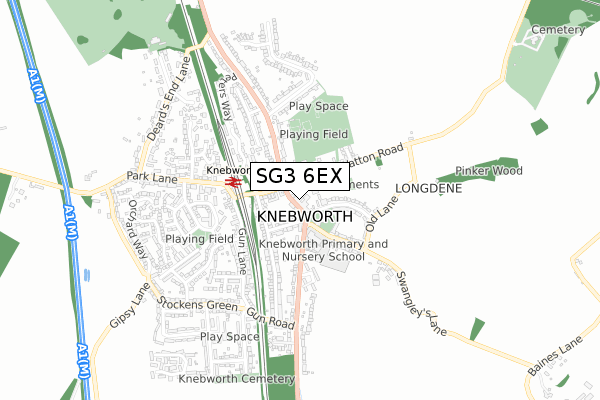 SG3 6EX map - small scale - OS Open Zoomstack (Ordnance Survey)