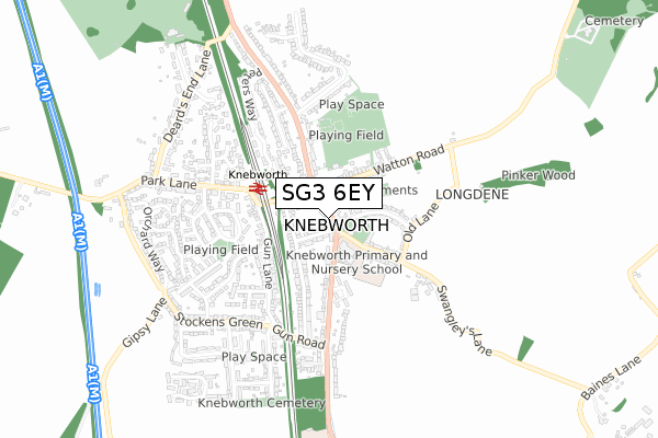 SG3 6EY map - small scale - OS Open Zoomstack (Ordnance Survey)