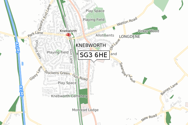 SG3 6HE map - small scale - OS Open Zoomstack (Ordnance Survey)