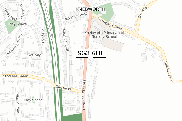 SG3 6HF map - large scale - OS Open Zoomstack (Ordnance Survey)